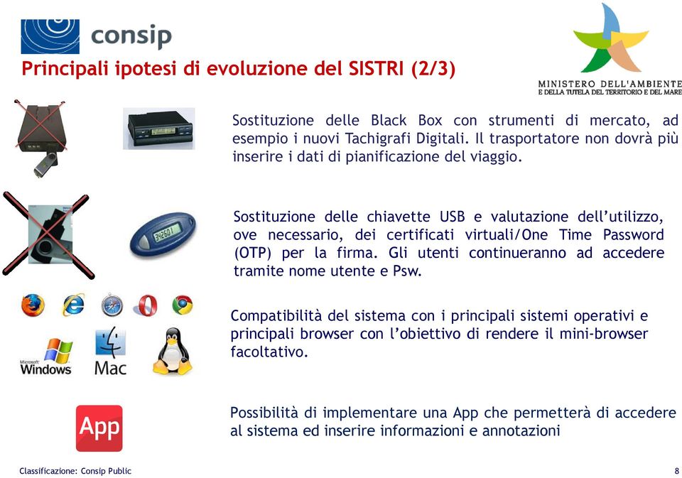 Sostituzione delle chiavette USB e valutazione dell utilizzo, ove necessario, dei certificati virtuali/one Time Password (OTP) per la firma.