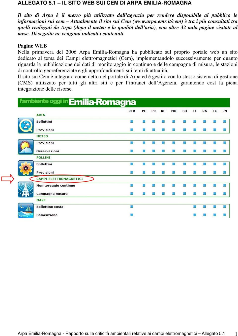 emr.it/cem) è tra i più consultati tra quelli realizzati da Arpa (dopo il meteo e la qualità dell aria), con oltre 32 mila pagine visitate al mese.