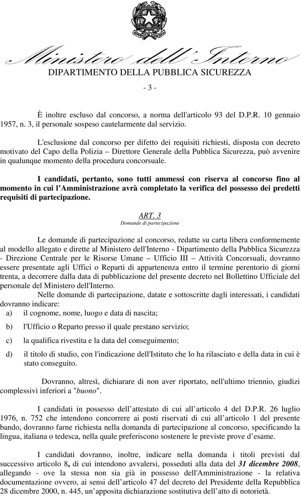 della procedura concorsuale.