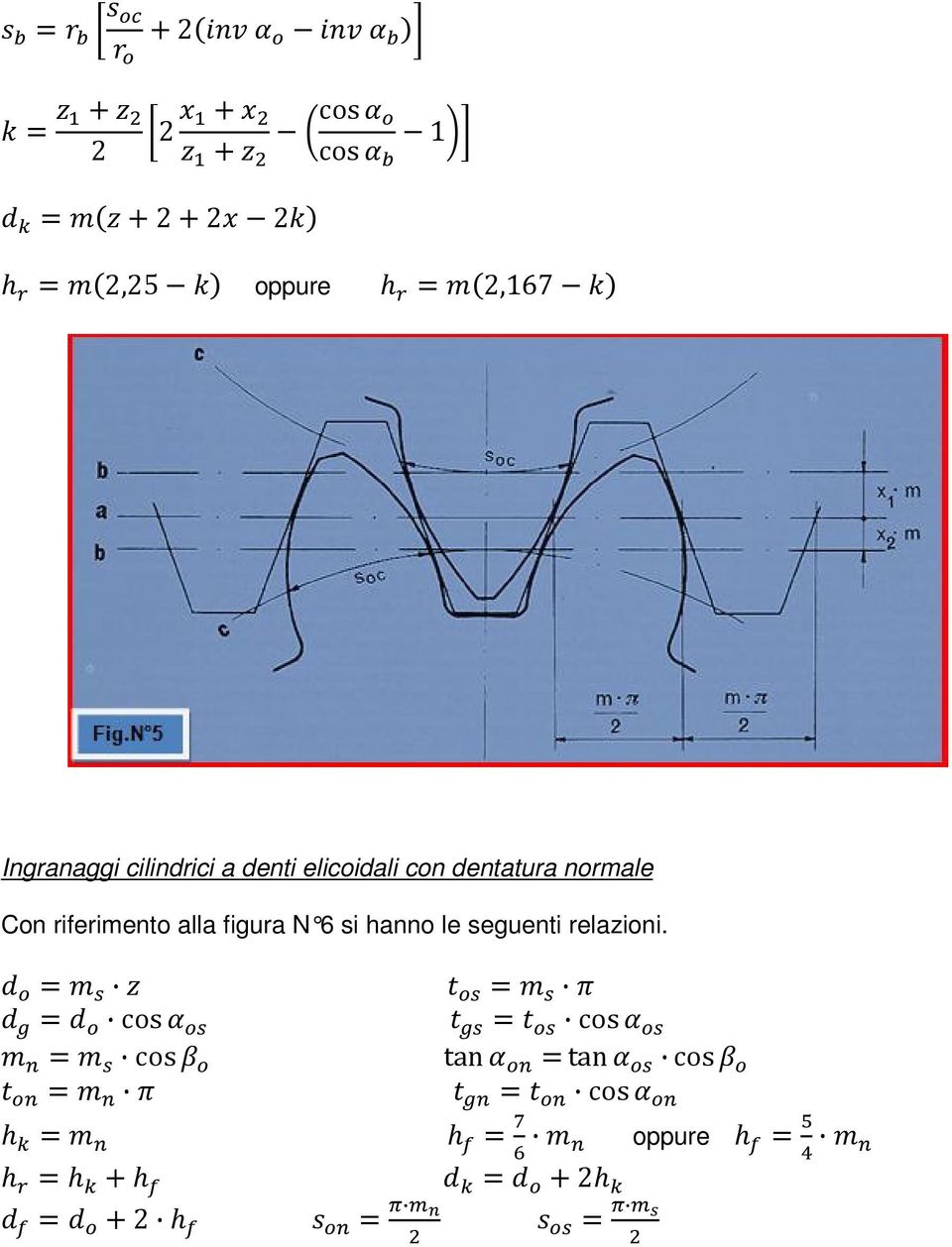 riferimento alla figura N 6 si hanno le seguenti relazioni.
