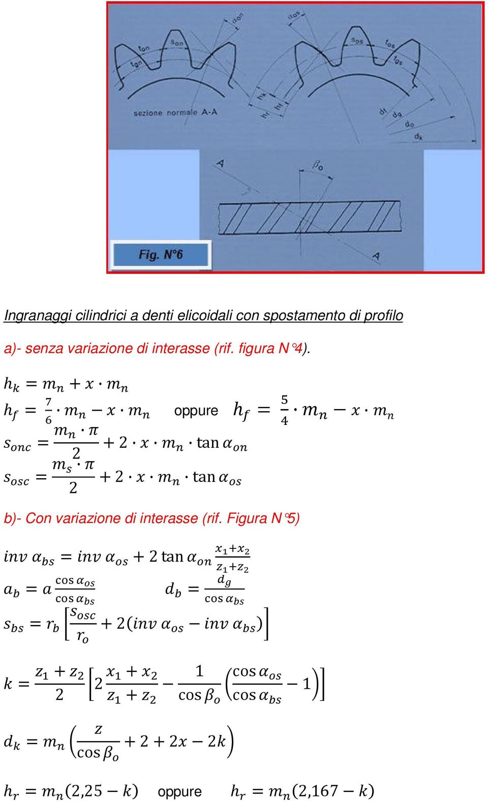 h = + h = oppure h = = +2 2 tan = +2 2 tan b)- Con variazione di interasse