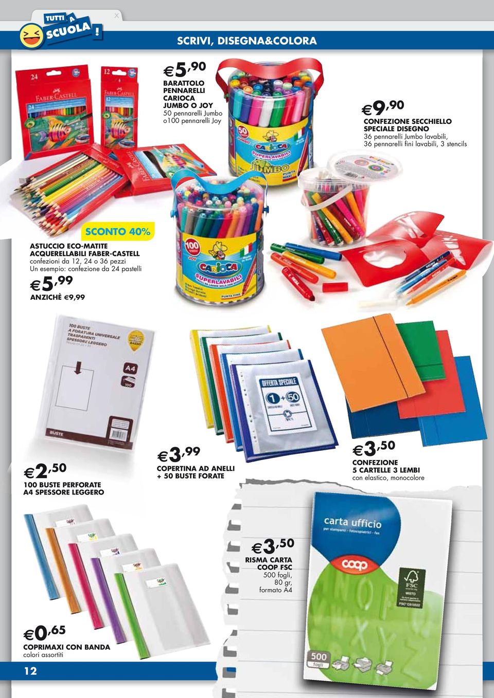 36 pennarelli Jumbo lavabili, 36 pennarelli fini lavabili, 3 stencils SCONTO 40% ASTUCCIO ECO-MATITE ACQUERELLABILI FABER-CASTELL confezioni da 12, 24 o 36