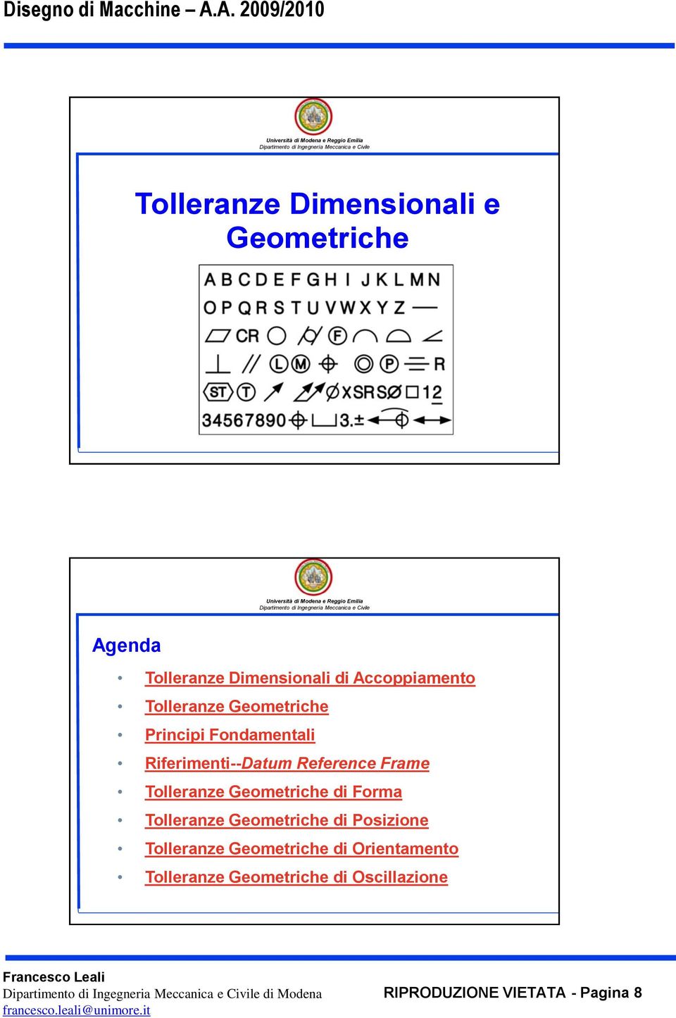 Accoppiamento Tolleranze Geometriche Principi Fondamentali Riferimenti--Datum Reference Frame Tolleranze Geometriche di Forma