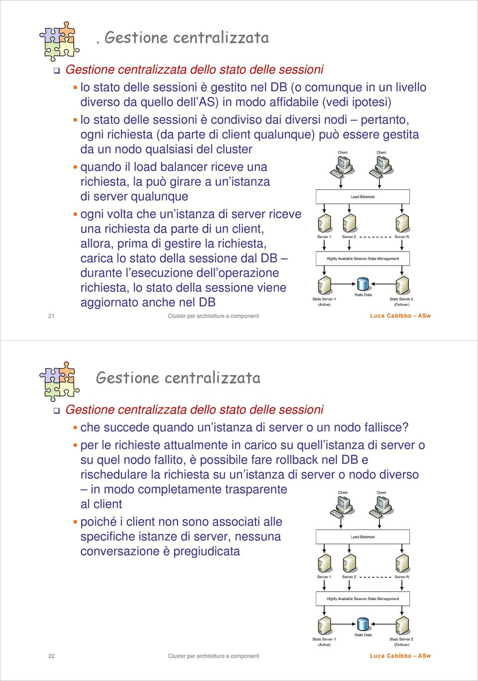 riceve una richiesta, la può girare a un istanza di server qualunque ogni volta che un istanza di server riceve una richiesta da parte di un client, allora, prima di gestire la richiesta, carica lo