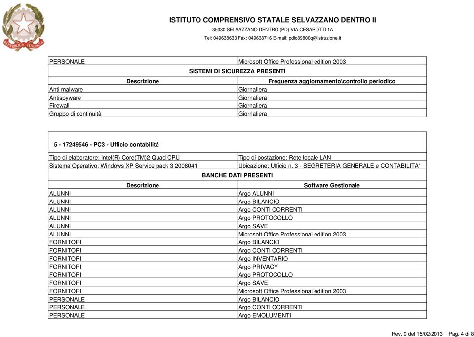 3 - SEGRETERIA GENERALE e CONTABILITA' Argo Microsoft Office Professional