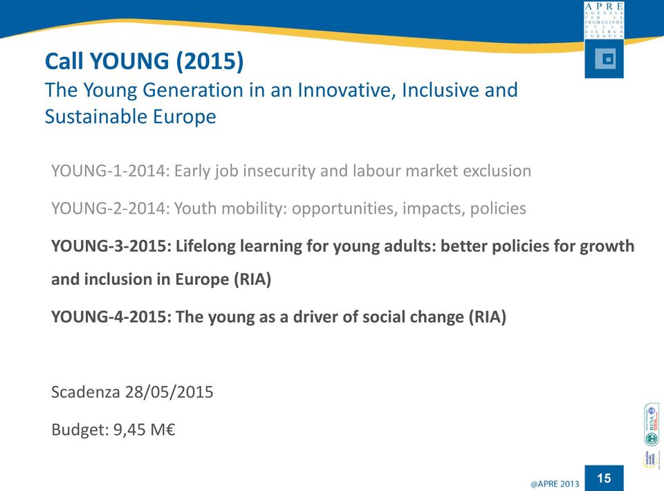policies YOUNG-3-2015: Lifelong learning for young adults: better policies for growth and inclusion in