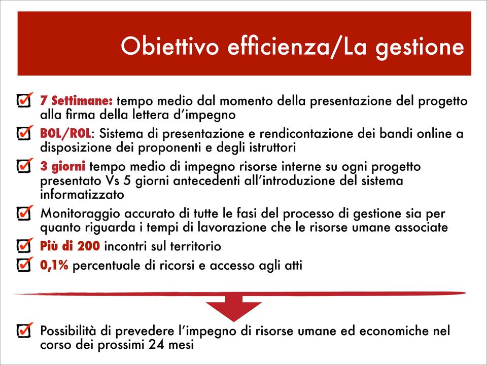 antecedenti all introduzione del sistema informatizzato Monitoraggio accurato di tutte le fasi del processo di gestione sia per quanto riguarda i tempi di lavorazione che le