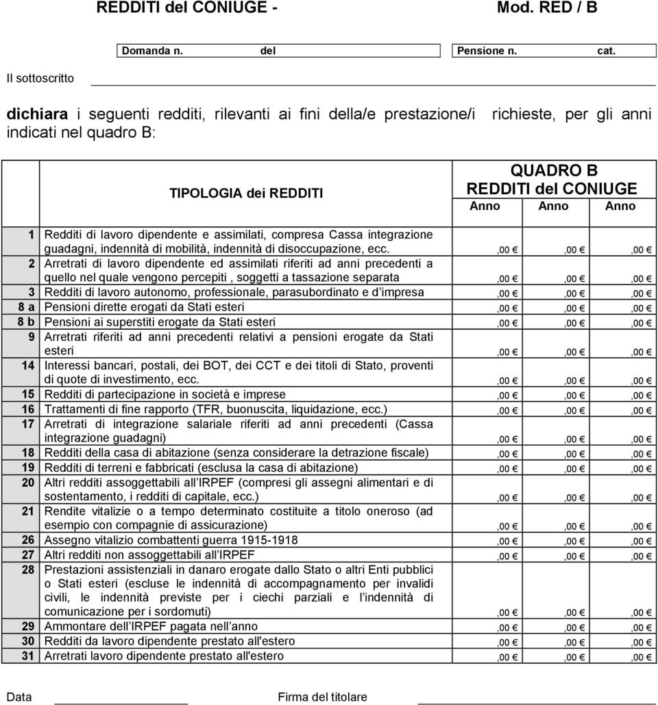 integrzione gudgni, indennità di mobilità, indennità di disoccupzione, ecc.