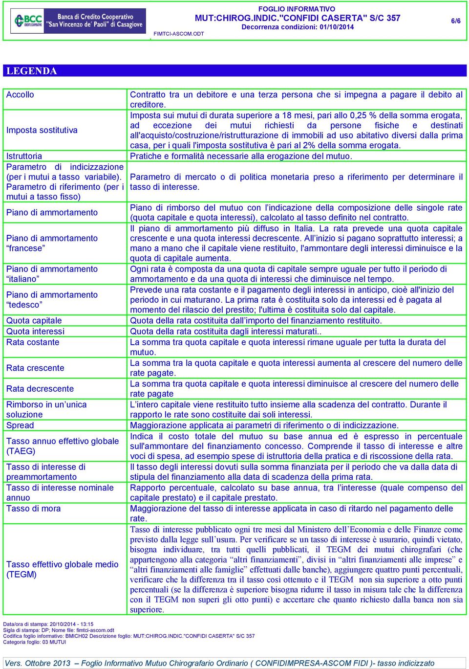 annuo effettivo globale (TAEG) Tasso di interesse di preammortamento Tasso di interesse nominale annuo Tasso di mora Tasso effettivo globale medio (TEGM) Contratto tra un debitore e una terza persona