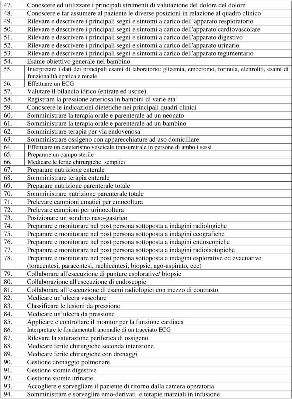 Rilevare e descrivere i principali segni e sintomi a carico dell'apparato digestivo 52. Rilevare e descrivere i principali segni e sintomi a carico dell'apparato urinario 53.