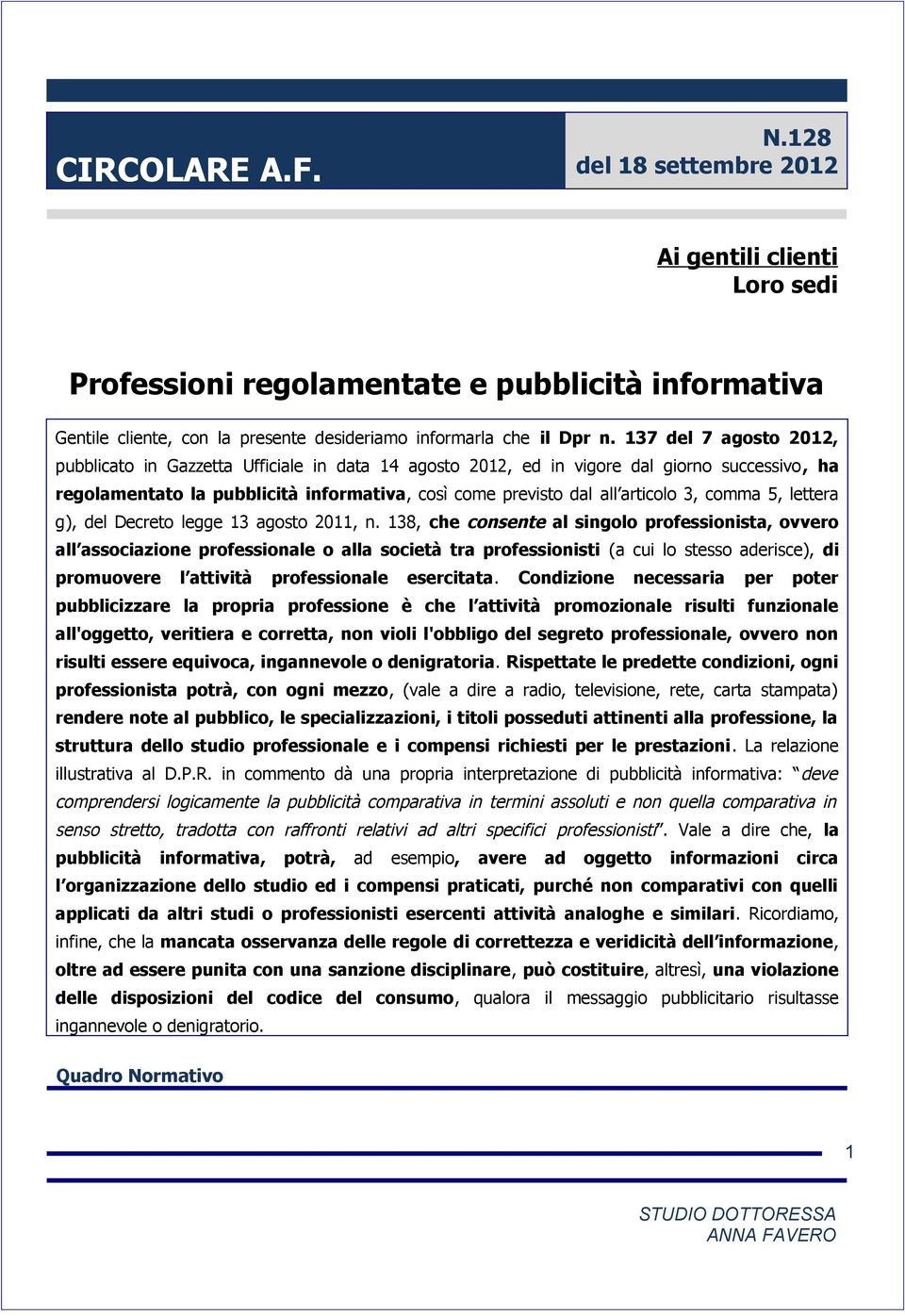 comma 5, lettera g), del Decreto legge 13 agosto 2011, n.