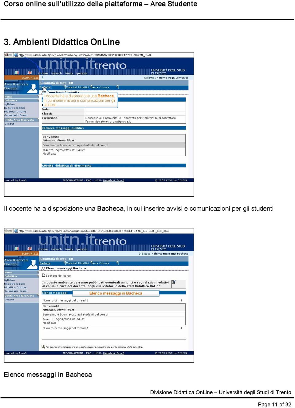 inserire avvisi e comunicazioni per gli