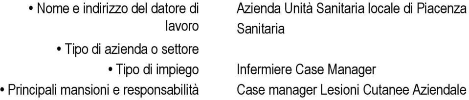 responsabilità Azienda Unità Sanitaria locale di Piacenza