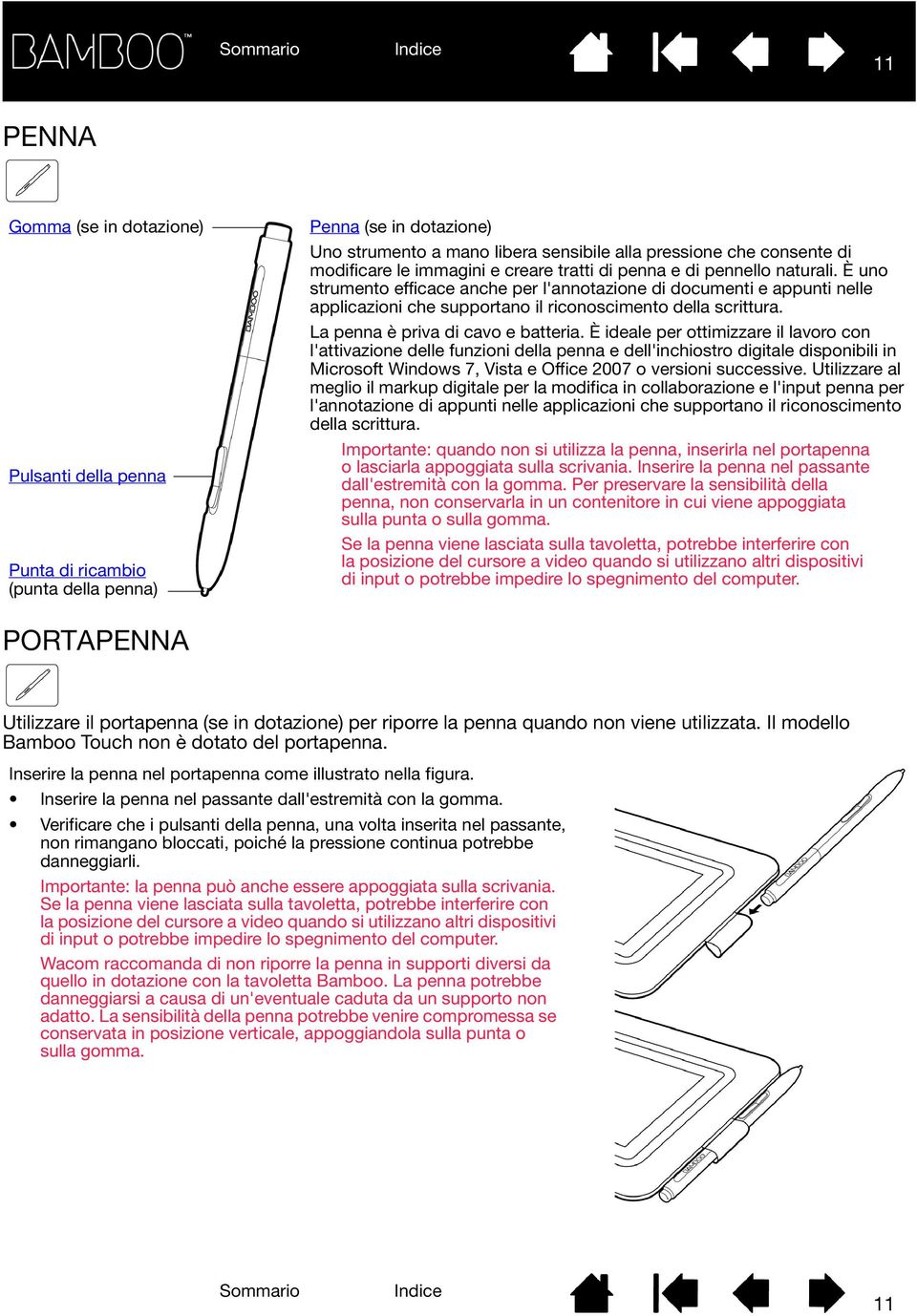 La penna è priva di cavo e batteria.