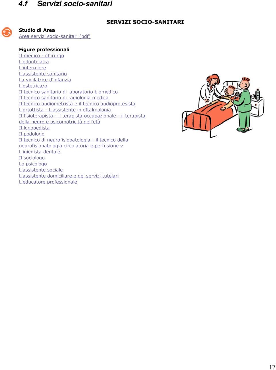 fisioterapista - il terapista occupazionale - il terapista della neuro e psicomotricità dell'età Il logopedista Il podologo Il tecnico di neurofisiopatologia - il tecnico della