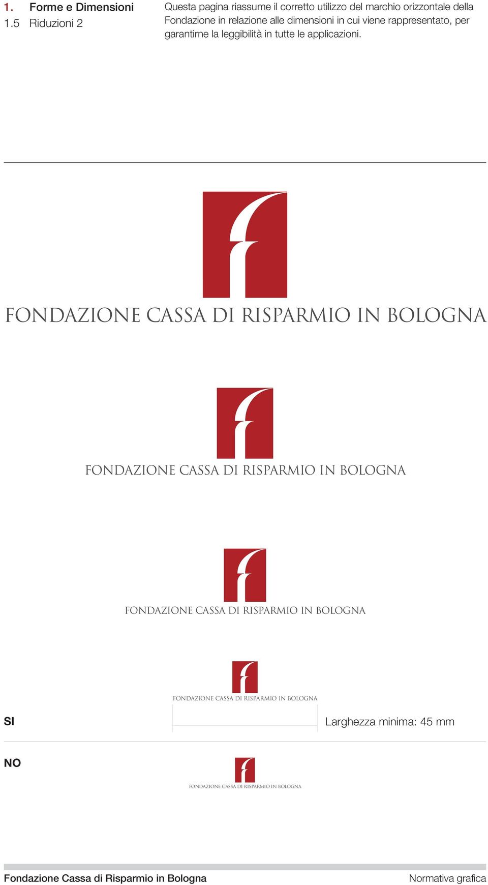 marchio orizzontale della Fondazione in relazione alle dimensioni