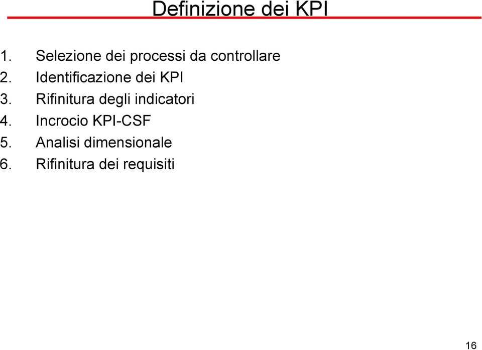 Identificazione dei KPI 3.