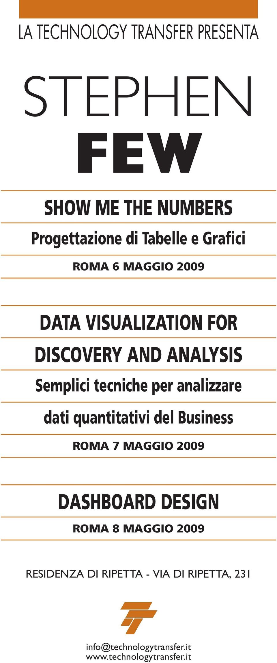 analizzare dati quantitativi del Business ROMA 7 MAGGIO 2009 DASHBOARD DESIGN ROMA 8 MAGGIO