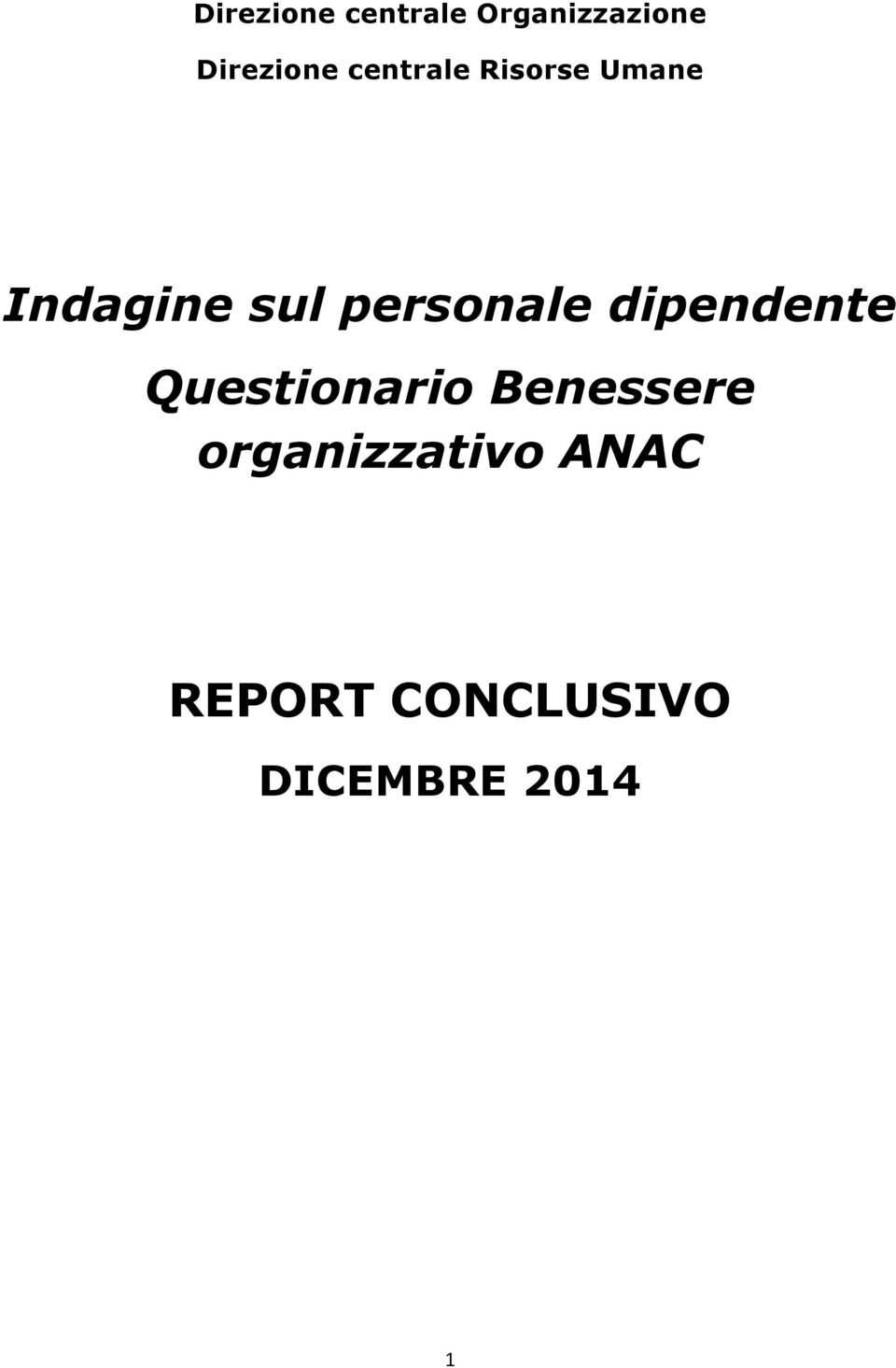 personale dipendente Questionario Benessere