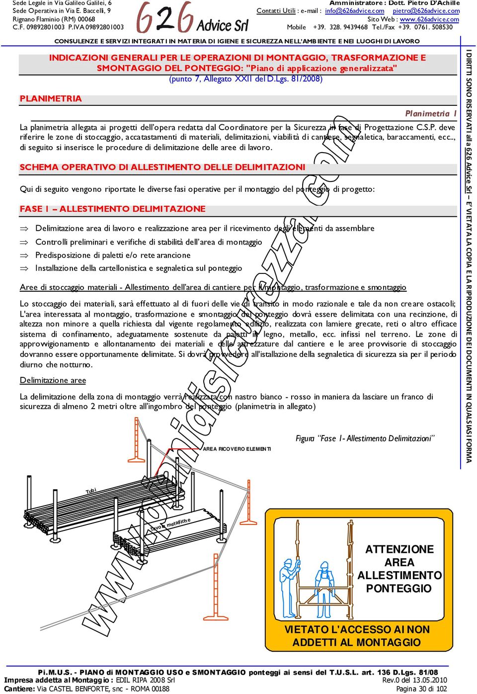 ., di seguito si inserisce le procedure di delimitazione delle aree di lavoro.