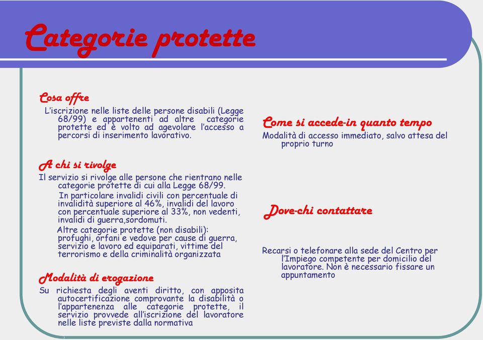 In particolare invalidi civili con percentuale di invalidità superiore al 46%, invalidi del lavoro con percentuale superiore al 33%, non vedenti, invalidi di guerra,sordomuti.