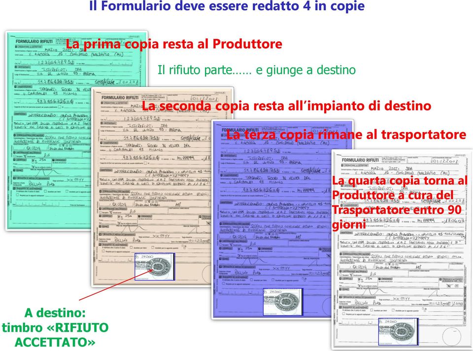 La seconda copia resta all impianto di destino La terza copia rimane al