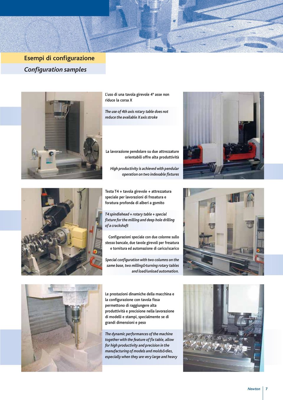 per lavorazioni di fresatura e foratura profonda di alberi a gomito T4 spindlehead + rotary table + special fixture for the milling and deep hole drilling of a crackshaft Configurazioni speciale con