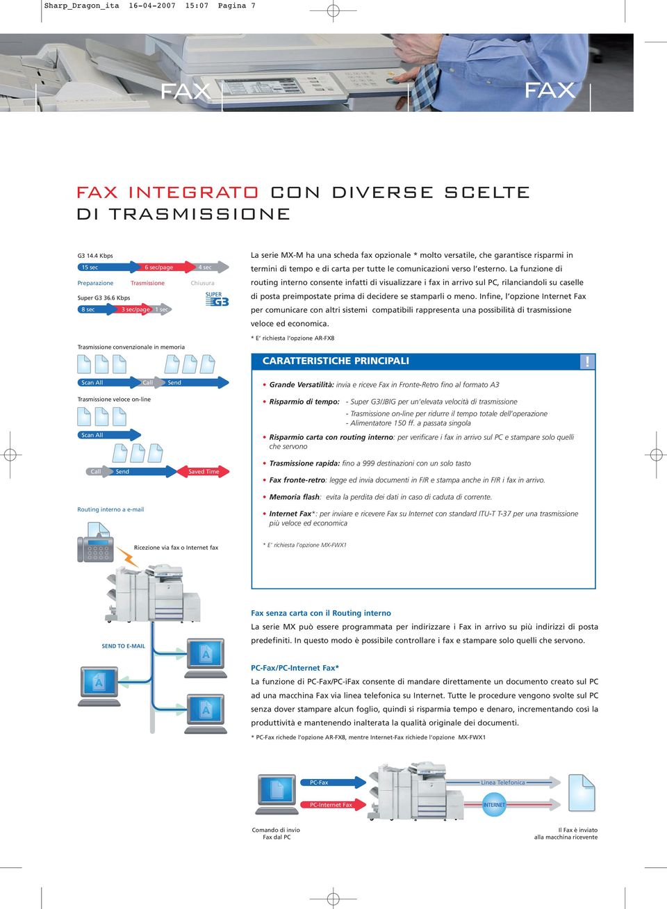 La funzione di routing interno consente infatti di visualizzare i fax in arrivo sul PC, rilanciandoli su caselle di posta preimpostate prima di decidere se stamparli o meno.