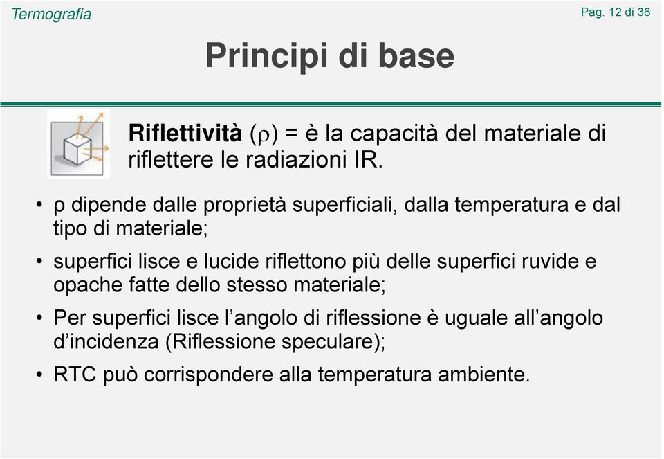 riflettono più delle superfici ruvide e opache fatte dello stesso materiale; Per superfici lisce l angolo di