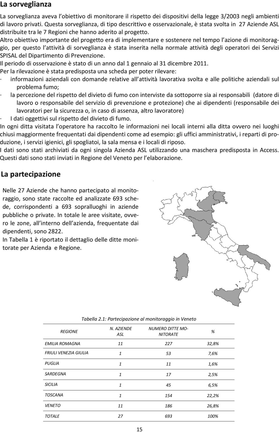 Altro obiettivo importante del progetto era di implementare e sostenere nel tempo l azione di monitoraggio, per questo l attività di sorveglianza è stata inserita nella normale attività degli