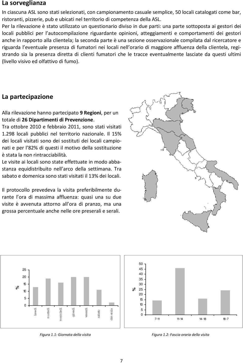 comportamenti dei gestori anche in rapporto alla clientela; la seconda parte è una sezione osservazionale compilata dal ricercatore e riguarda l eventuale presenza di fumatori nei locali nell orario