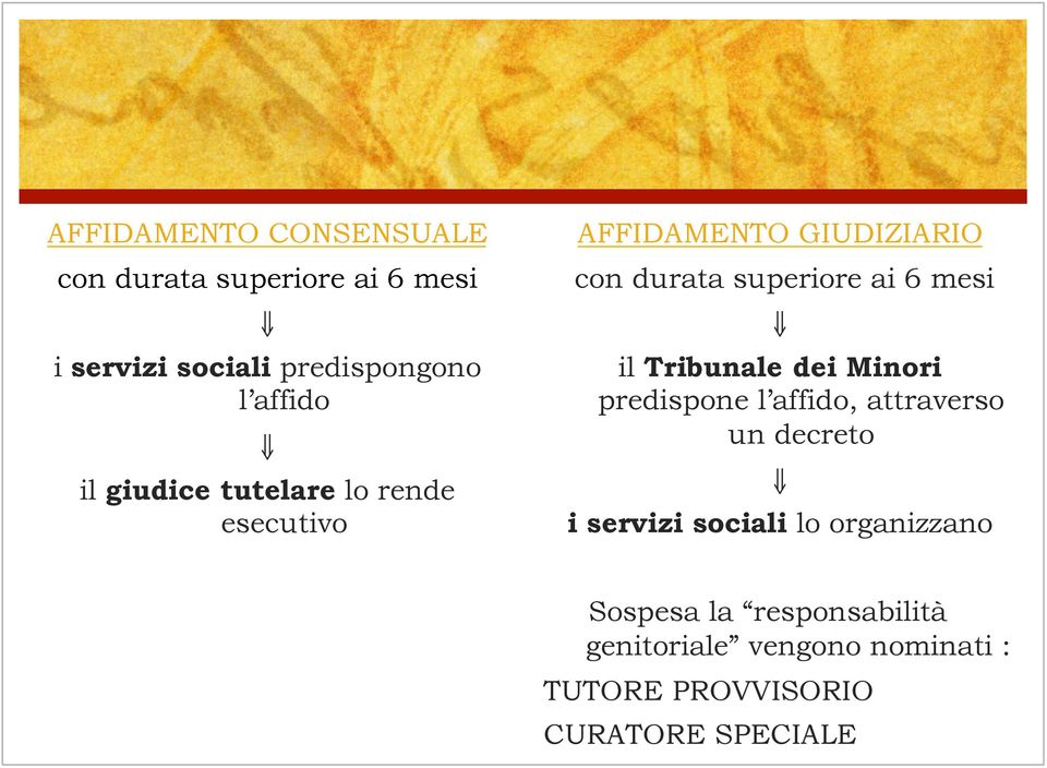 il Tribunale dei Minori predispone l affido, attraverso un decreto i servizi sociali lo