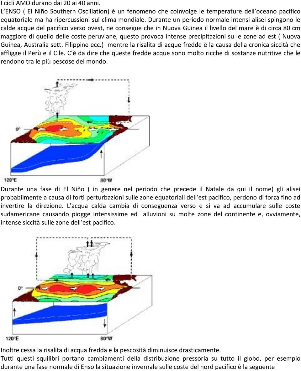 peruviane, questo provoca intense precipitazioni su le zone ad est ( Nuova Guinea, Australia sett. Filippine ecc.