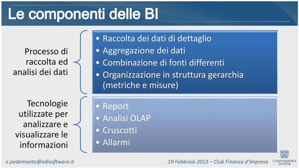 Aggregazione dei dati Combinazione di fonti differenti Organizzazione in