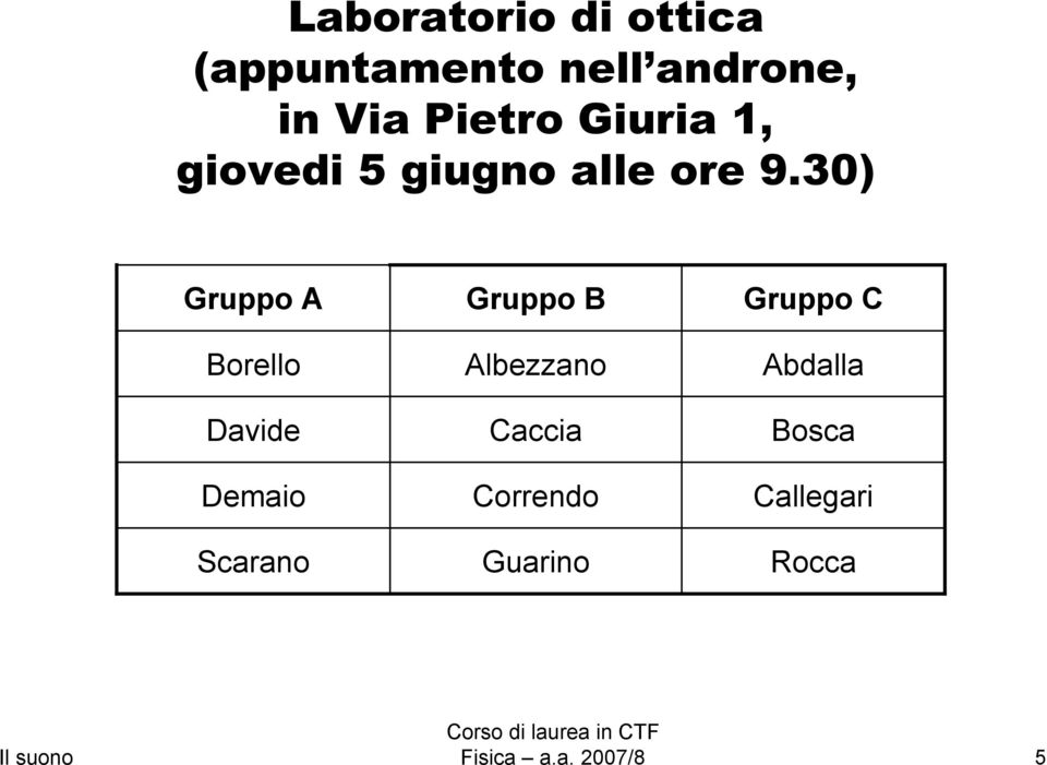 30) Gruppo A Borello Davide Demaio Scarano Gruppo B Albezzano