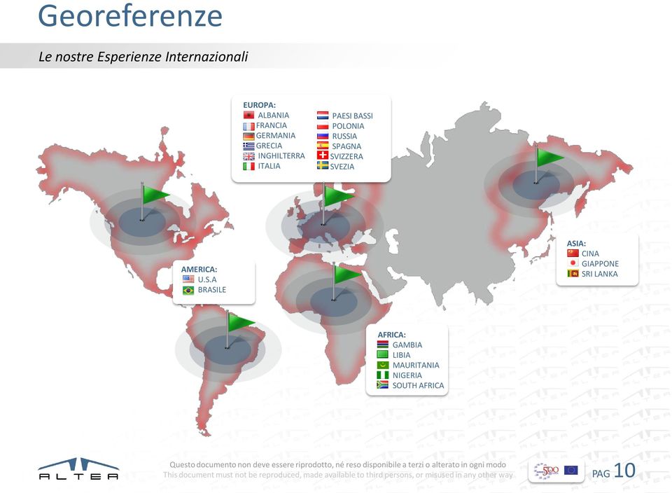 RUSSIA SPAGNA SVIZZERA SVEZIA AMERICA: U.S.A BRASILE ASIA: CINA