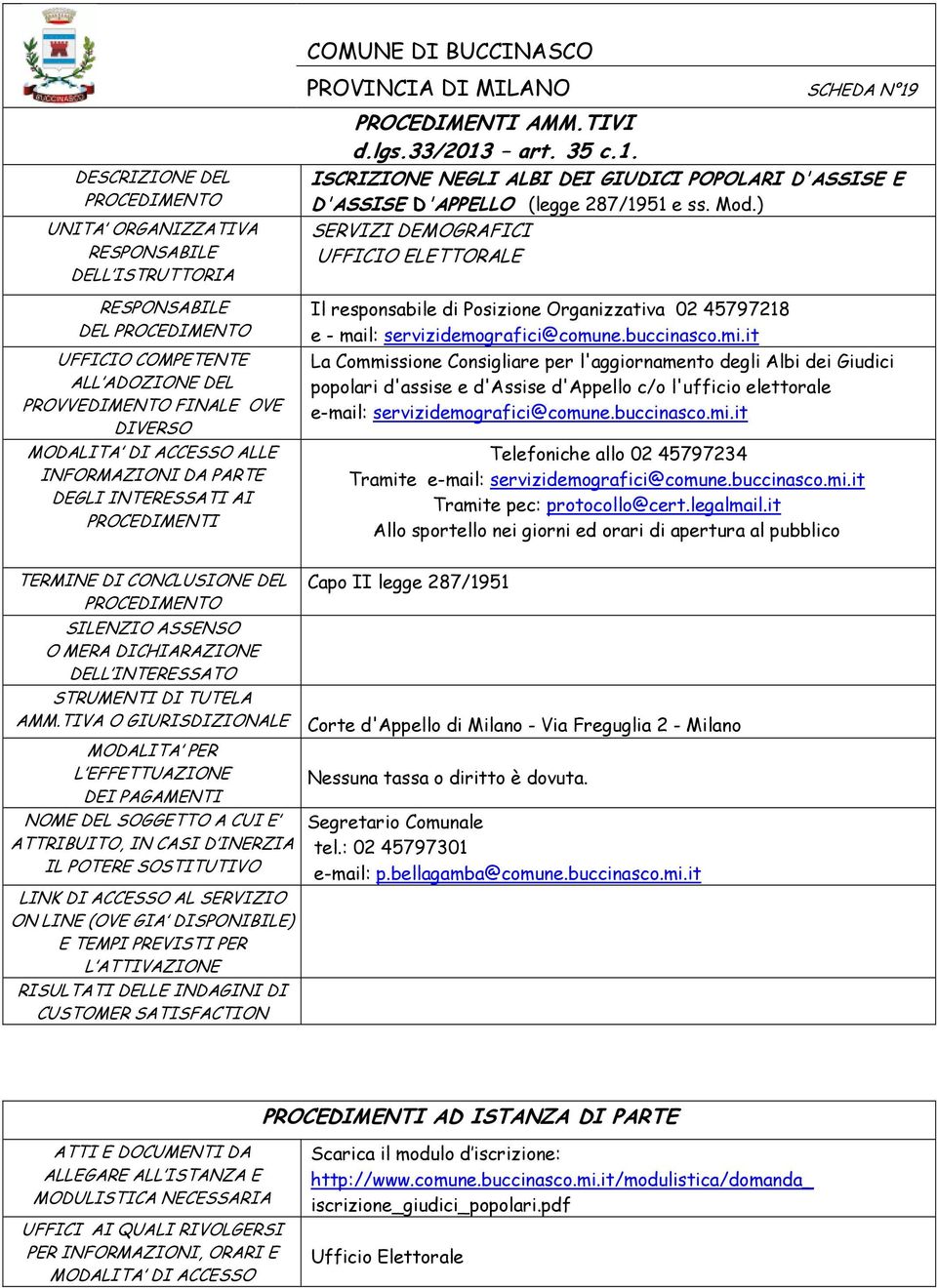 elettorale e-mail: servizidemografici@comune.buccinasco.mi.