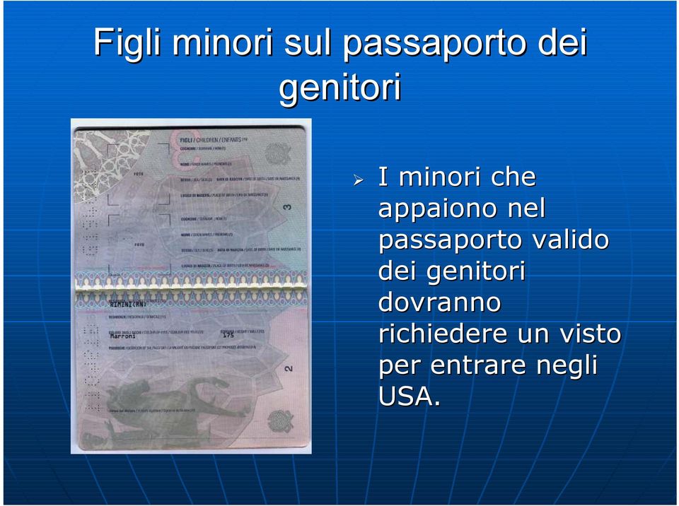 passaporto valido dei genitori