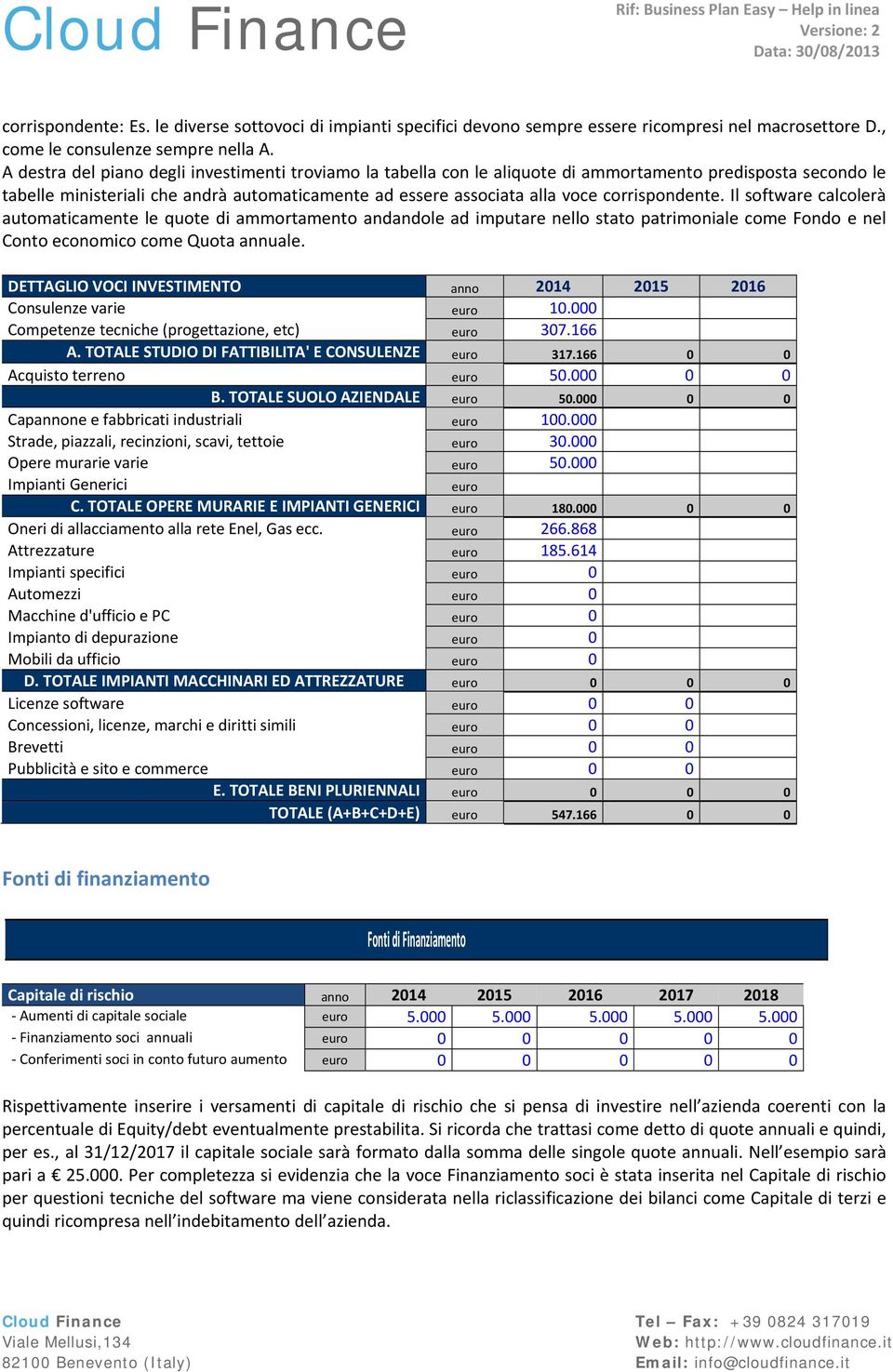 corrispondente. Il software calcolerà automaticamente le quote di ammortamento andandole ad imputare nello stato patrimoniale come Fondo e nel Conto economico come Quota annuale.