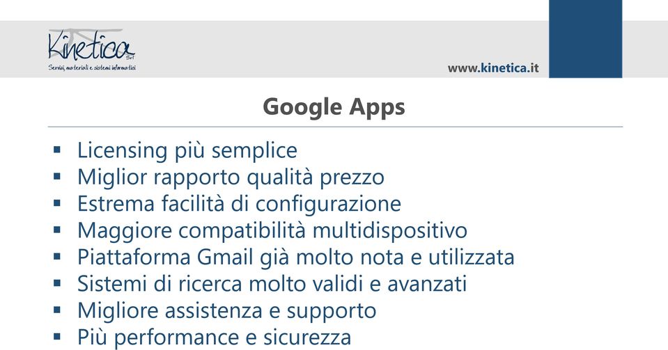 multidispositivo Piattaforma Gmail già molto nota e utilizzata Sistemi