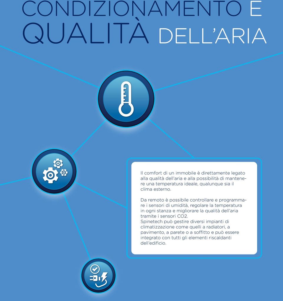 Da remoto è possibile controllare e programmare i sensori di umidità, regolare la temperatura in ogni stanza e migliorare la qualità dell