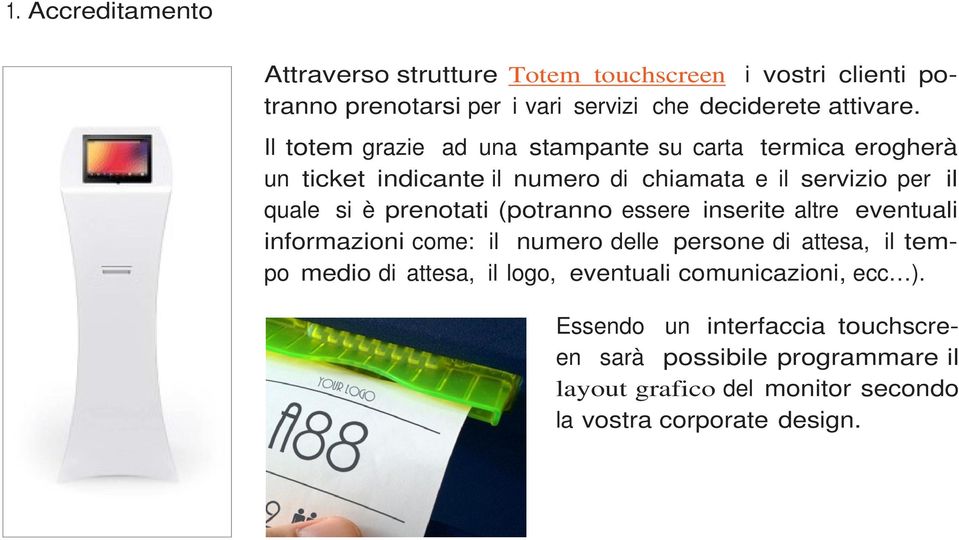 (potranno essere inserite altre eventuali informazioni come: il numero delle persone di attesa, il tempo medio di attesa, il logo, eventuali