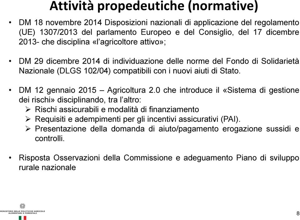 DM 12 gennaio 2015 Agricoltura 2.