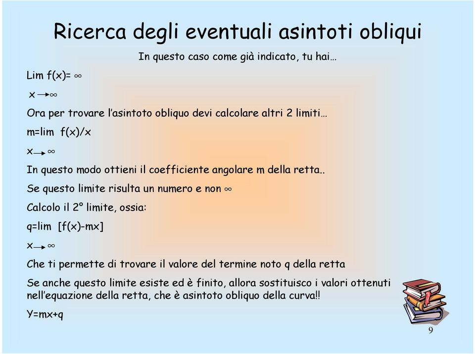 . Se questo limite risulta un numero e non Calcolo il 2 limite, ossia: q=lim [f()-m] Che ti permette di trovare il valore del termine