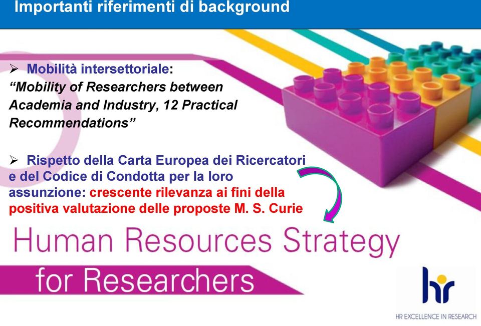 Recommendations Rispetto della Carta Europea dei Ricercatori e del Codice di Condotta per