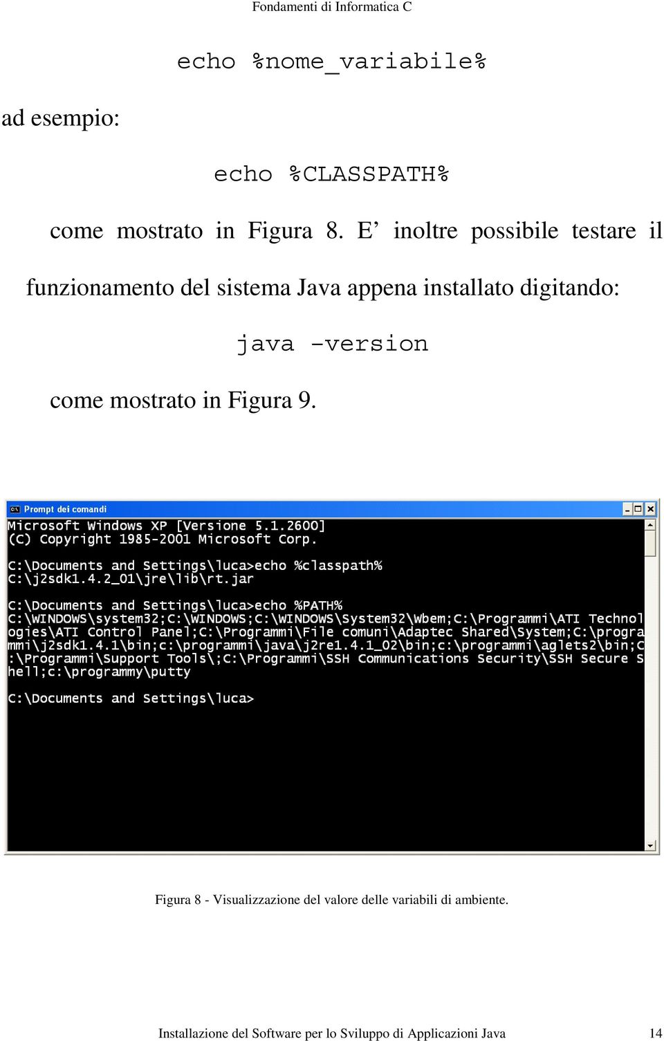 digitando: java version come mostrato in Figura 9.