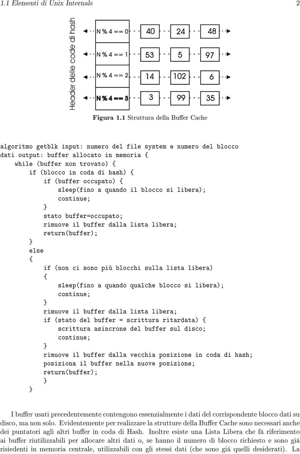 (buffer occupato) sleep(fino a quando il blocco si libera); continue; stato buffer=occupato; rimuove il buffer dalla lista libera; return(buffer); else if (non ci sono più blocchi sulla lista libera)