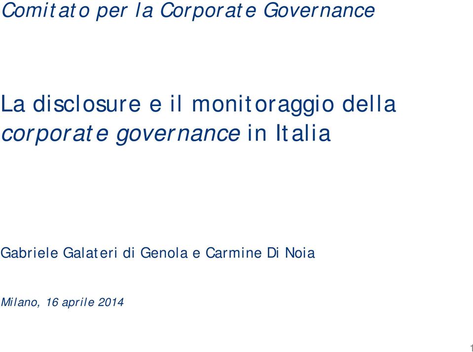 corporate governance in Italia Gabriele