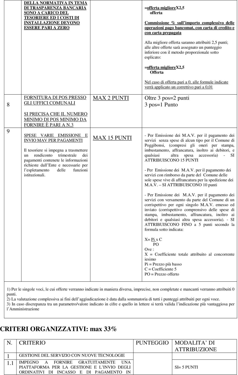 3 SPESE VARIE EMISSIONE E INVIO MAV PER PAGAMENTI Il tesoriere si impegna a trasmettere un rendiconto trimestrale dei pagamenti contenete le informazioni richieste dall Ente e necessarie per l