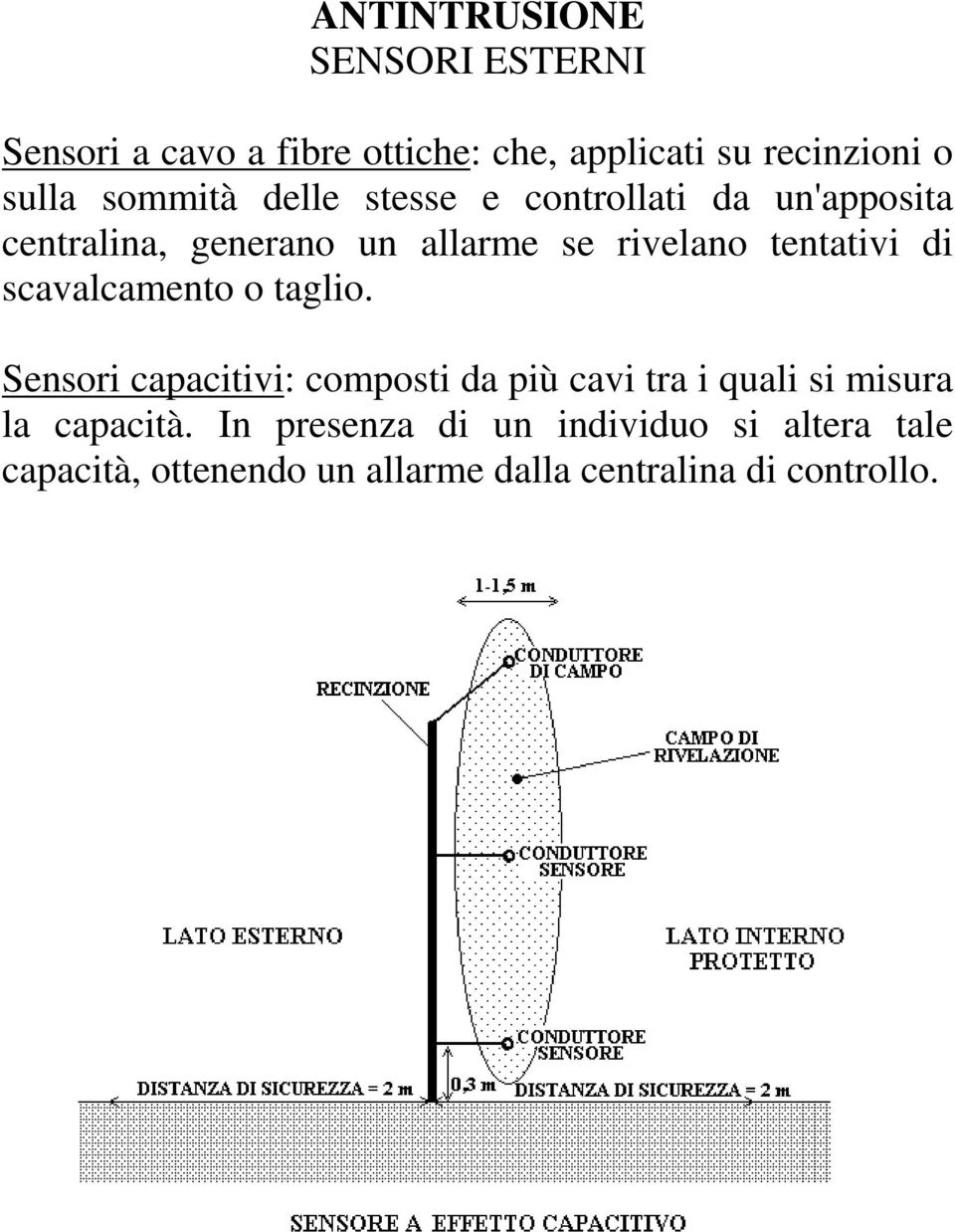 scavalcamento o taglio. Sensori capacitivi: composti da più cavi tra i quali si misura la capacità.